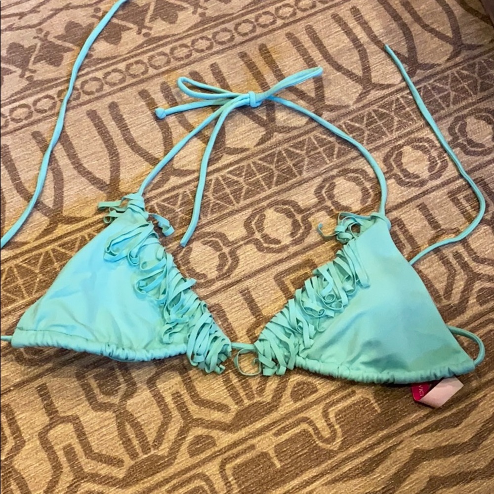 Victoria’s Secret turquoise frilly swim top